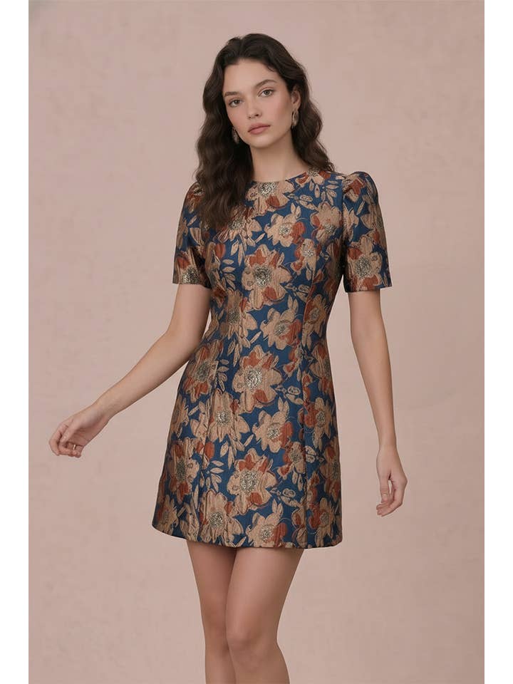 B. Right Apparel Puff Sleeve Jacquard Mini Dress - Photo 3