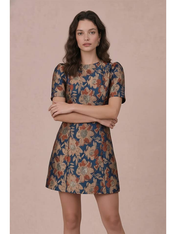 B. Right Apparel Puff Sleeve Jacquard Mini Dress - Photo 5