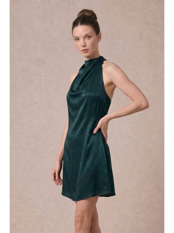 B. Right Apparel Satin Cowl Halter Mini Dress - Gallery 9