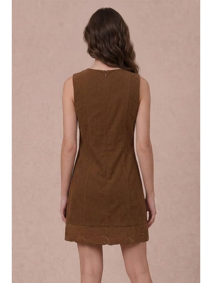 B. Right Apparel Sleeveless Corduroy Mini Dress - Brown - Photo 2