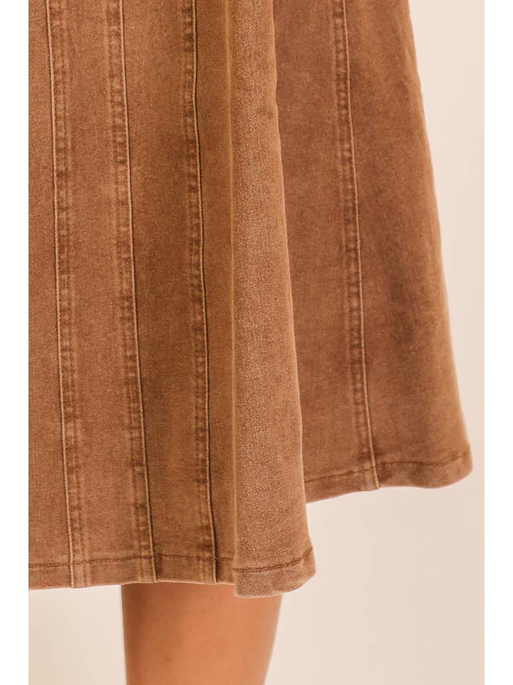 Strapless stretch denim midi dress - Mocha - View 1