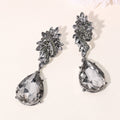 Marquise Cluster Teardrop Dangle Earrings - Black Diamond - view 1