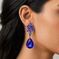 Marquise Cluster Teardrop Dangle Earrings - Sapphire - view 1