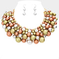 Ball Cluster Collar Necklace and Earring Set - Multi