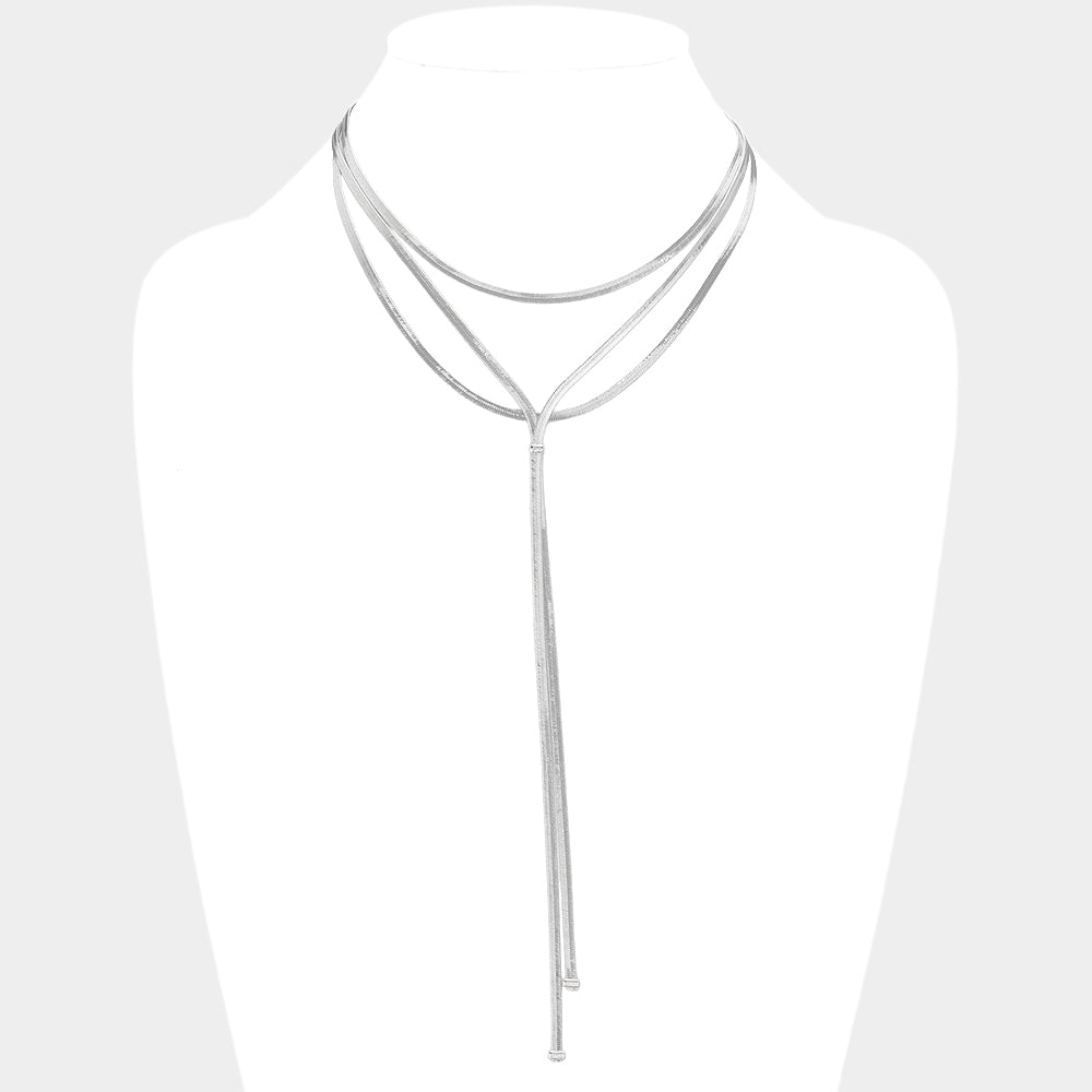 Secret Box Two Piece Chain Necklace Set - Rhodium