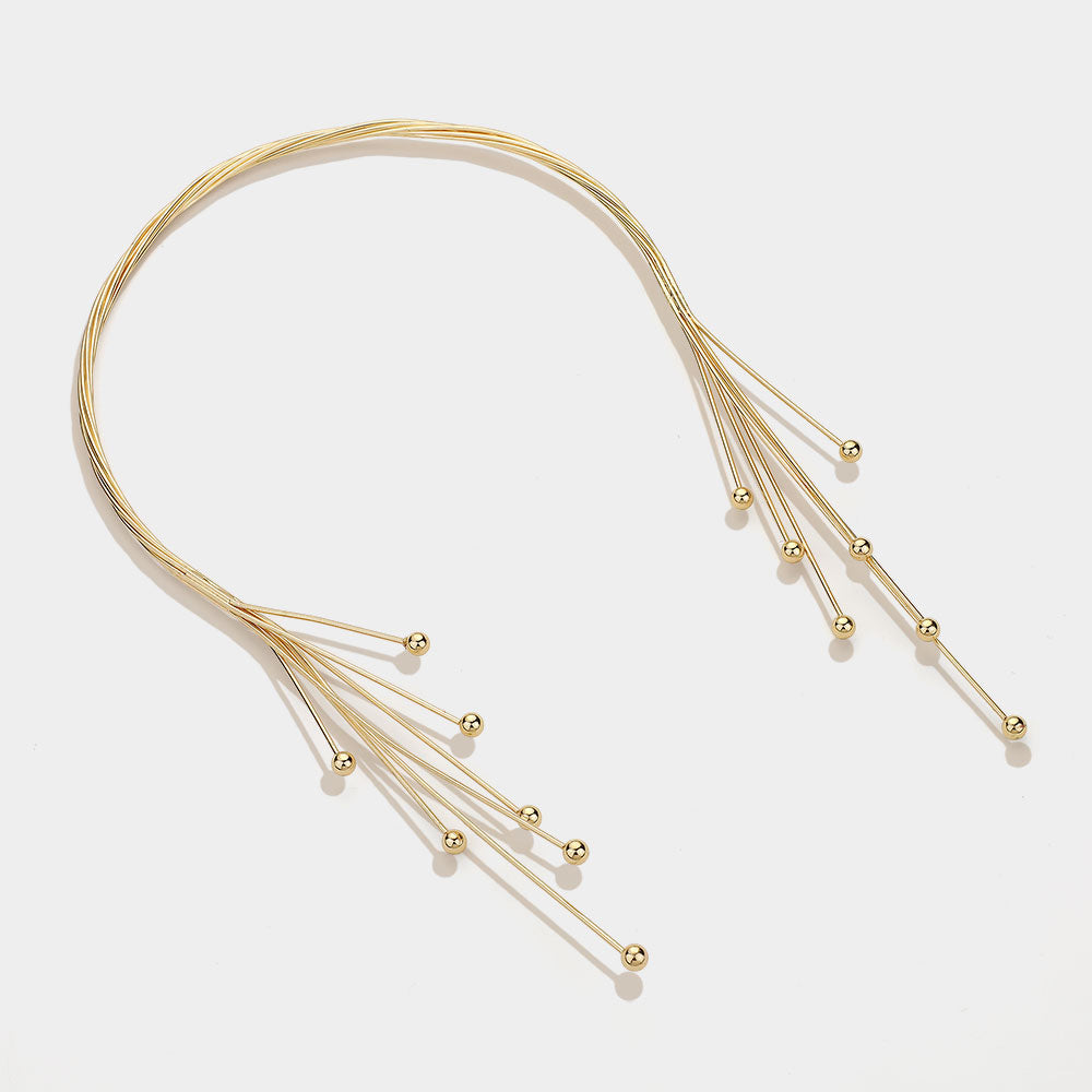 Twisted Tassel Open Choker and Earring Set - Gold