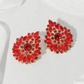 Round and Marquise Crystal Cluster Earrings - Gold / Siam - view 1