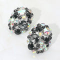 Oversized Rhinestone Cluster Clip-On Earrings - Black - view 1