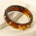 Studded Resin Bangle Bracelet - Brown