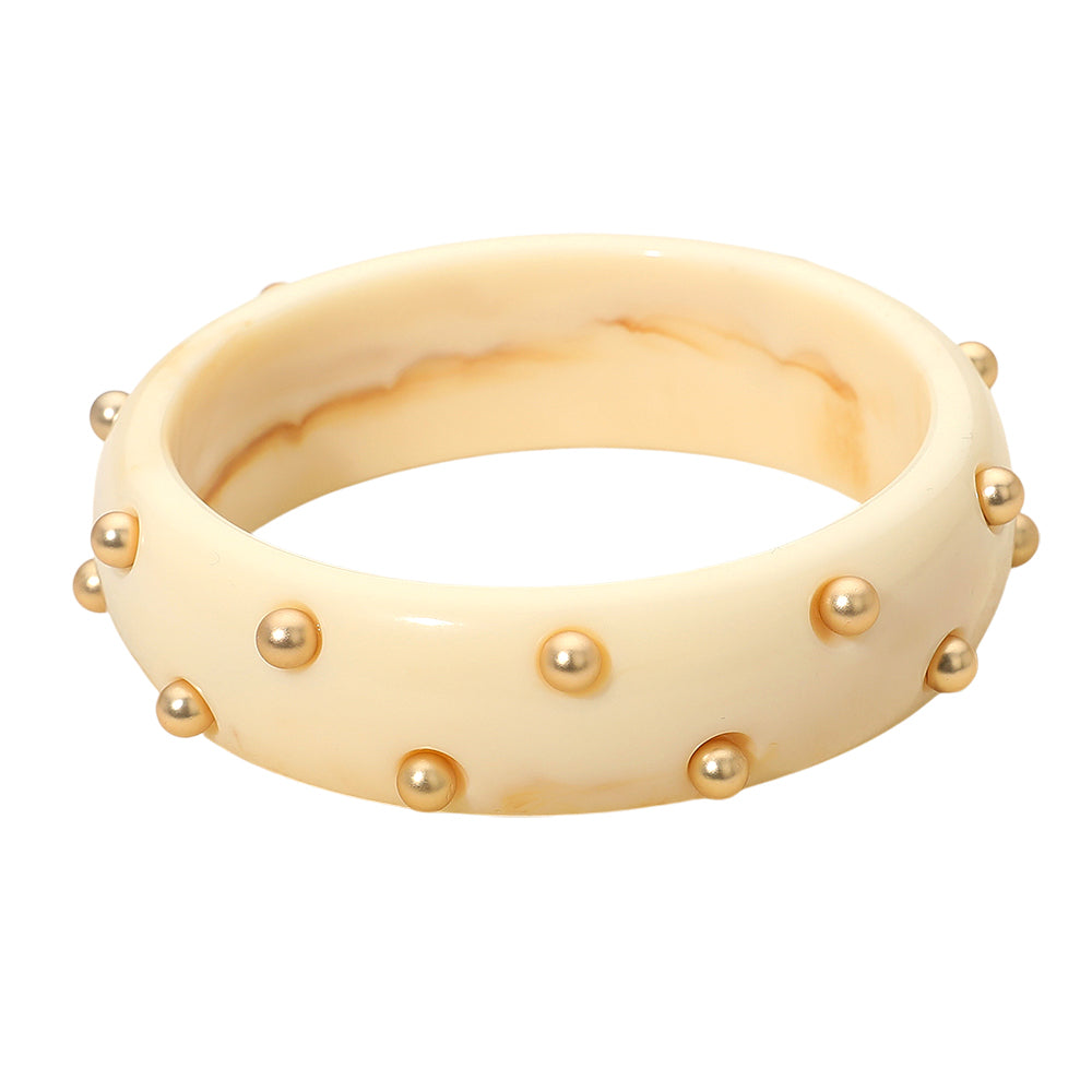 Studded Resin Bangle Bracelet - Ivory