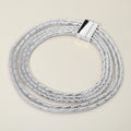 Multi Strand Textured Chain Magnetic Necklace - Rhodium
