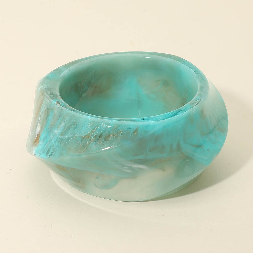 Wide Marbled Resin Bangle Bracelet - Turquoise