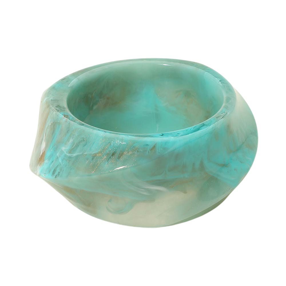 Wide Marbled Resin Bangle Bracelet - Turquoise