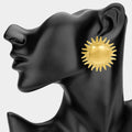 Metal Sunburst Statement Earrings - Gold