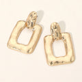 Hammered Square Door Knocker Earrings - Worn Gold