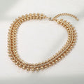 Chunky Layered Metal Chain Necklace - Gold
