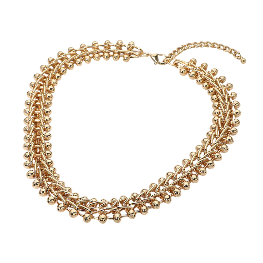 Chunky Layered Metal Chain Necklace - Gold