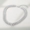 Chunky Layered Metal Chain Necklace - Silver