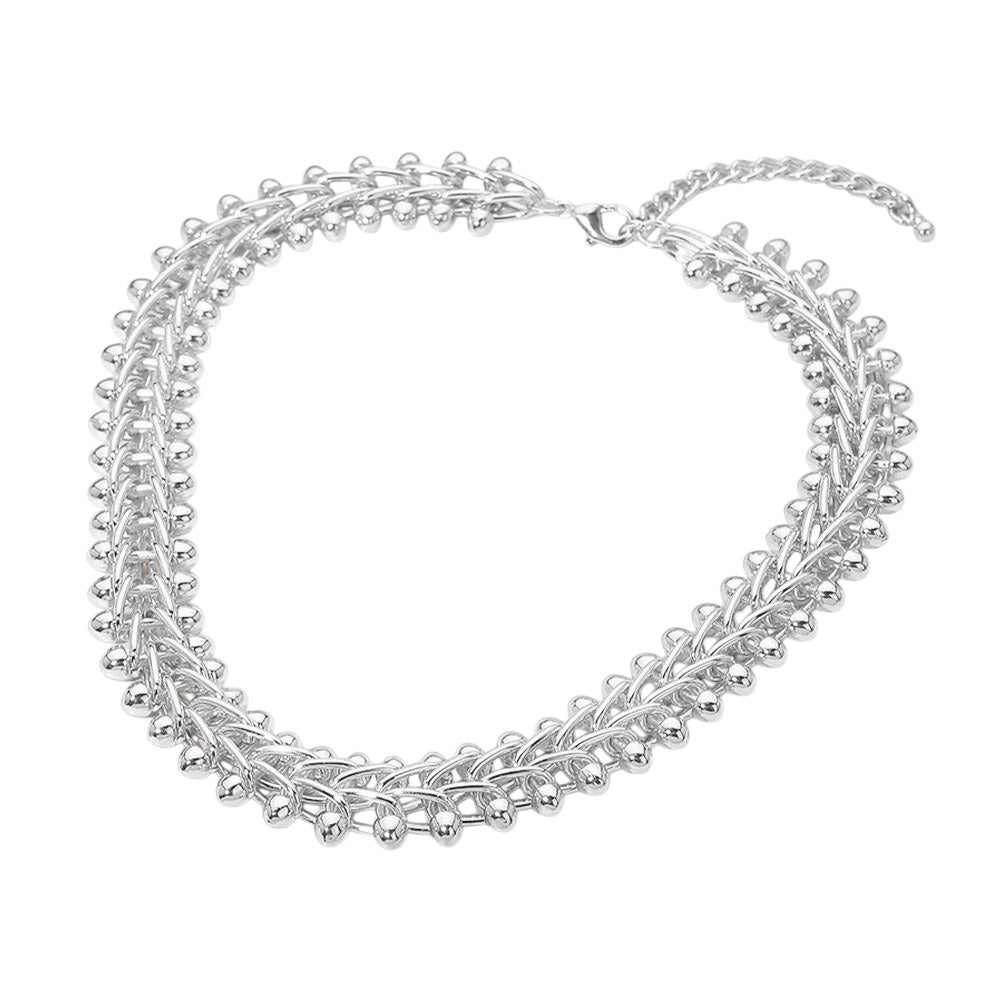 Chunky Layered Metal Chain Necklace - Silver