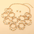 Interlocking Circle Necklace and Earring Set - Gold