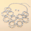 Interlocking Circle Necklace and Earring Set - Rhodium