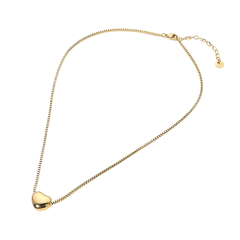 Secret Box Stainless Steel Heart Pendant Necklace - Gold