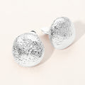 Textured Metal Dome Clip-On Earrings - Silver