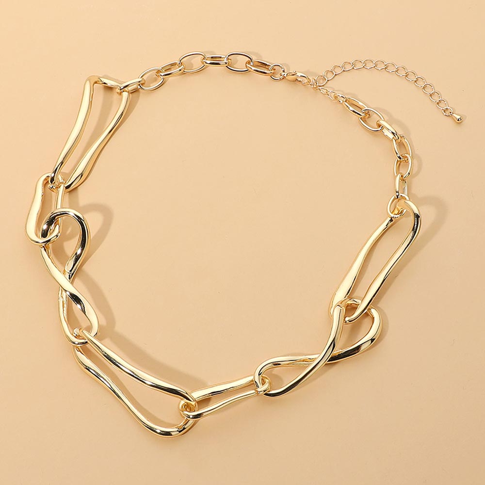 Sculptural Link Statement Necklace - Gold