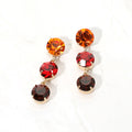 Gold Dipped Triple Swarovski Crystal Drop Earrings - Red / Gold - view 1