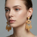 Resin Beaded Chandelier Drop Earrings - Ivory
