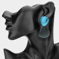 Marbled Organic Resin Drop Earrings - Blue