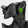 Marbled Organic Resin Drop Earrings - Green