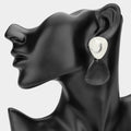 Marbled Organic Resin Drop Earrings - White