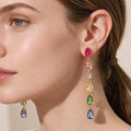 Colorful Teardrop Crystal Linear Drop Earrings - Multi - view 1