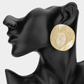 Vintage Geometric Round Statement Earrings - Ivory