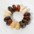 Secret Box Marbled Resin Pebble Stretch Bracelet - Brown / Multi