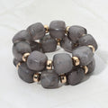 Two Piece Pebble Beaded Stretch Bracelet Set - Gold / Gray