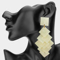 Layered Resin Square Chandelier Earrings - Ivory
