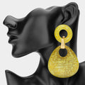 Abstract Double Circle Drop Earrings - Gold / Mustard